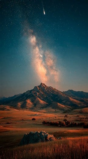 Shooting Star Illuminates Mountain Night!  #milkyway #shootingstar #nightsky #mountains #stargazing #astrophotography #nature 1 | Space Grid | Facebook