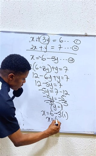 Simultaneous equations by substitution method. #math #mathteacher #stemeducation #simultaneousequations | Maths with Esomnofu.