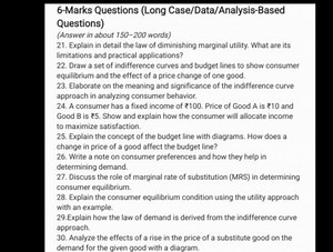 21. Explain in detail the law of diminishing marginal utility. ... | Filo