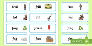 ‘fr’ and ‘f’ Near Minimal Pair Word Cards