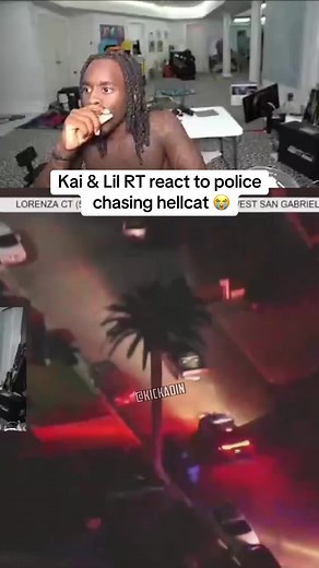 Kai & Lil RT react to police chasing hellcat 😭 #kaicenat #viral #lilrt