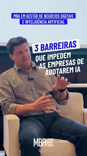 A inteligência artificial está revolucionando o mercado, mas nem todas as empresas conseguem acompanhar esse avanço. O professor Marcos Luppe explica as três principais barreiras que dificultam a implementação da IA e porque muitas organizações ainda não aproveitam todo o seu potencial. Quer saber quais são esses desafios e como superá-los? Assista ao vídeo! #mbauspesalqusa #inteligenciaartificial #tecnologia #gndia #ia #mbausp | MBA USP/Esalq USA