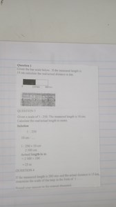 Question 1Given the bar scale below: If the measured length is... | Filo
