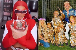 Kim dresses up as Carole Baskin for Halloween as Kylie is a sexy Power Ranger