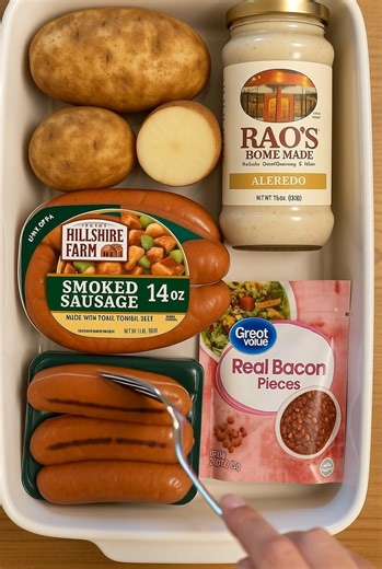 Bacon Alfredo Fried Potatoes and Sausage | New Cheap Recipes