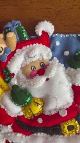 Handmade Bucilla Felt Christmas Stocking: Jolly Chimney Santa - Etsy