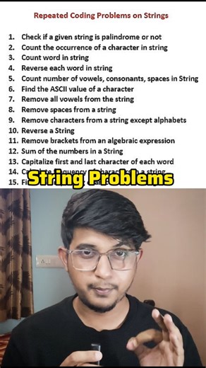 Code Yatra on Instagram: "Solution 👇 https://qset.io/question-set/7OymS0c9mnhK3JkyJZBB?tab=questions . . . Important string coding questions 🙌. #coding #programming #learning #placement #interview #job #java"