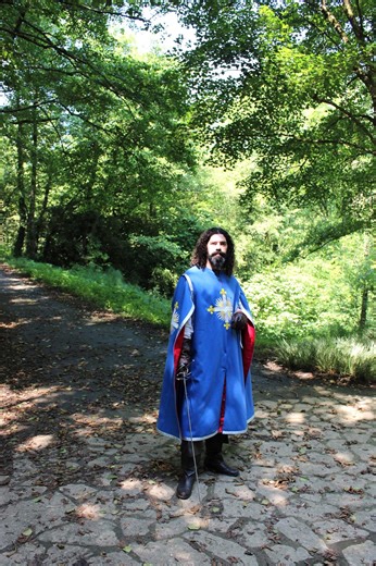 Blue Fencing Cape With Gold Trim, Musketeer Style Historical Cloak Inspired by French Guard Uniforms for Reenactment LARP and Living History - Etsy