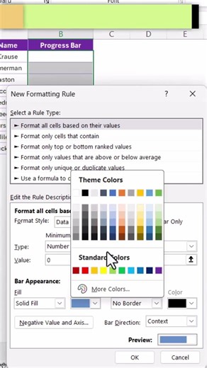 How to Create Progress Bar in Excel #youtube #excel #exceltips #trendinhshorts