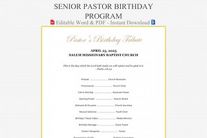 Editable Senior Pastor Birthday Program Template - Word & PDF Download - Etsy Australia