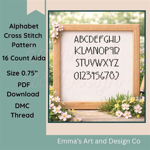 Alphabet Cross Stitch Pattern PDF, Minimalist Line Font Letters, Numbers, Names Monograms, Instant Download - Etsy