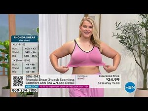 Rhonda Shear 2pack Seamless Comfort Ahh Bra with Lace Ba...