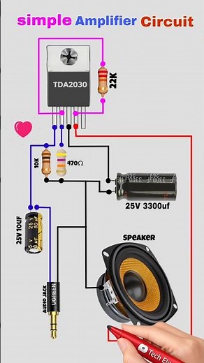 TDA2030 Audio Amplifier Circuit Diagram 🔊 | 14W Powerful Sound Amplifier DIY⚡#shorts #electronics