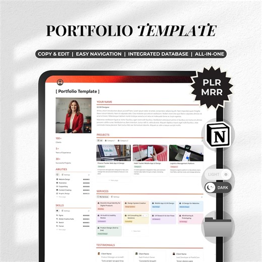 Notion Portfolio Template | Ultimate All-in-One Freelance Website Dashboard, Aesthetic UI/UX Designer, Social Media UGC Creator Portfolio