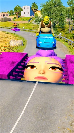 Weird Wacky Cars VS Bollard Spikec & Rumi's Mouth Crush in BeamNG.drive
