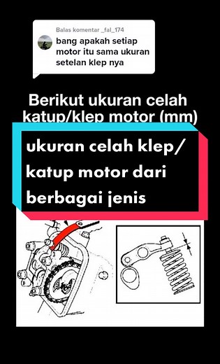 Membalas @_fal_174 berikut uuran celah klep/katup motor dari berbagai jenis. #OTOMOTIF #motor #mekaniktiktok