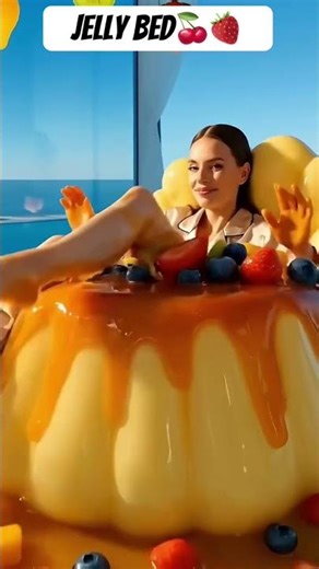 Jelly Bed ASMR 🍓 Fun Soft Bounces & Relaxing Sounds✨ #asmr #ai #shorts