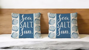 Coastal Beach Shell Decorative Throw Pillow Covers 18 x 18 Set of 2, Blue Nautical Sea Salt Sun Porch Outdoor Home Decor, Summer Ocean Marine Sofa Couch Cushion Case