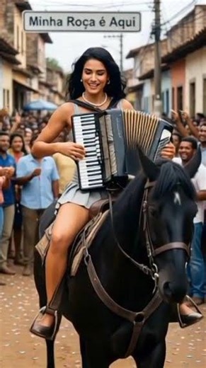When a pretty girl plays the accordion on horseback, this is what happens.