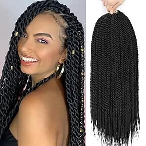 Senegalese Twist Crochet Hair-8 Packs 18 Inch Senegalese Twist Crochet Braids For Women, Black Pre Looped Pretwisted Crochet Braids, Synthetic Crochet Twist Hair (18in,1B#)
