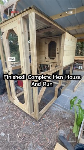 Complete hen house and run! Perfect starter coop! Walk in chicken coop. Predator proof. 19 gauge wire. Pressure treated wood. Nesting boxes and roost bar. #CoopsByJoe #exotic #doityourself #custom #animal handyman. DIY fyp viral | Coops by Joe | Facebook