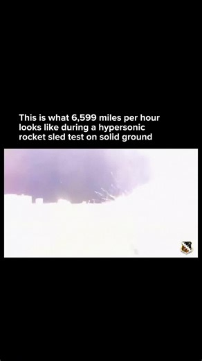 This video shows what extreme hypersonic speed looks like during a ground based test at the Holloman High Speed Test Track in New Mexico. A rocket powered sled is accelerated along a steel rail, reaching Mach 8.6 or about 6,599 miles per hour, faster than a mile per second while remaining on the ground. At these speeds, the sled effectively outruns the sound it generates, which is why vibrations travel through the rail instead of the air. Engineers use tests like this to study how materials, sen