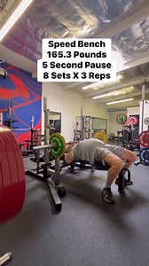 8 sets of 3 Reps with 165.3 Pounds/75 kilograms speed bench with 5 second pause. Do you incorporate speed benches in your workout? #fitnesslife #fitnessmotivation #powerlifting #bench #viralvideochallenge #strengthtraining #motivation | Dominic J LiCavoli