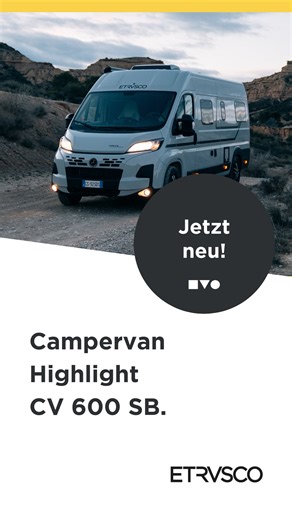 Kompakt, clever, viel Stauraum: Der neue CV 600 SB von Etrusco. Ein Grundriss, der nicht fragt, ob Stadt oder Stellplatz – sondern beides kann. Mit dem neuen CV 600 SB bringt Etrusco mehr Alltagstauglichkeit in die Campervan-Welt – und mehr Komfort auf kompaktem Raum. ✔️ Ab 56.499 EUR* ✔️ Zwei vollwertige Einzelbetten auf nur 6 Metern Fahrzeuglänge ✔️ Flexibler Stauraum im Heck dank Klappbett und bis zu 1.208 L Ladevolumen ✔️ Praktische Küche mit 84-Liter-Kühlschrank und Zwei-Flamm-Kocher ✔️ Ble