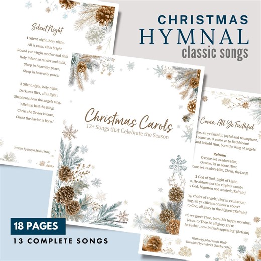 Christmas Carol Hymnal PDF | Nordic Winter Music Songbook Download | Printable Church Songs | Jesus Birth Holiday Music - Etsy