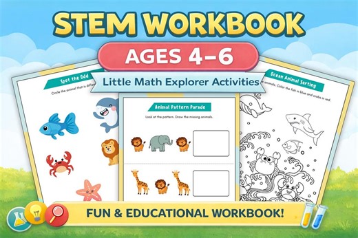 Animal Theme Preschool Math Worksheets Printable | Kindergarten Workbook | Counting & Early STEM Learning Activities - Etsy