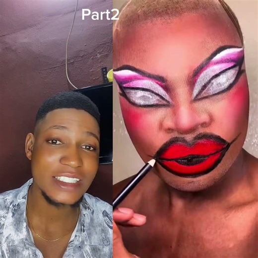 The use of a wig cap provides a smooth base for the application.Part2 #dragmakeup#makeupmagic