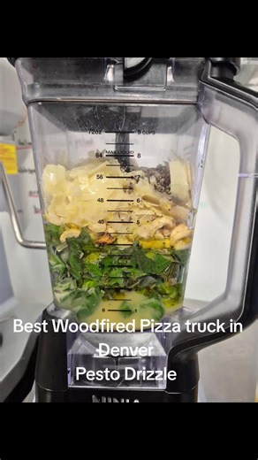 House made Pesto at the best new pizza truck in Denver , Colorado . #bestpizzaindenver #SupportLocal #woodfiredpizza #foodtruck #denvereats