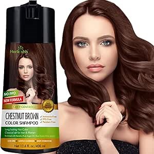Herbishh Color Shampoo for Gray Hair - Enriched Formula with Conditioner - Long Lasting & DIY (CHESTNUT BROWN)