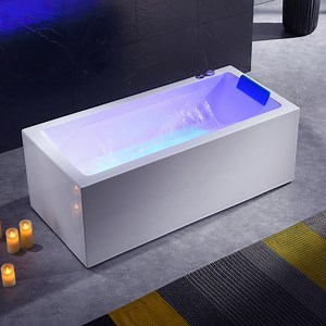 [Hot Item] Sanitary Ware Massage Hydrotherapy Control Panel SPA Whirlpool Rectangular Freestanding Soaking Bathtub