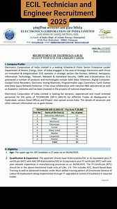 ECIL Technician and Engineer Recruitment 2025 #ECIL | Government Jobs