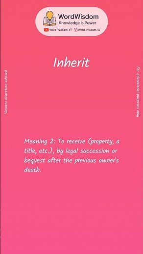 What does "Inherit" mean? | English vocabulary shorts | #inherit #wordwisdom