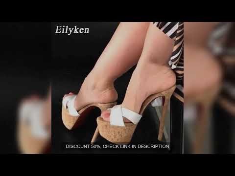 Eilyken 2026 New Sexy Super High Heels Women Slippers Sandals Fashion Platform Open Toe Party Catwal