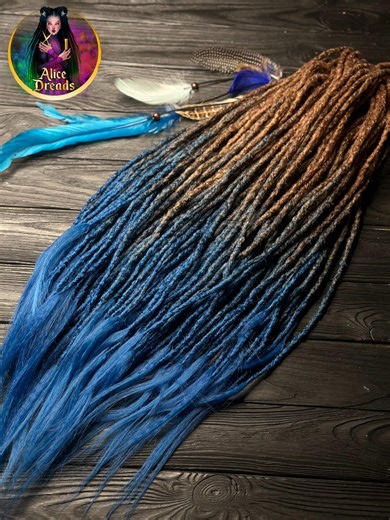 Crochet Dreadlock Extensions: Synthetic Dreads Brown Blue - Etsy