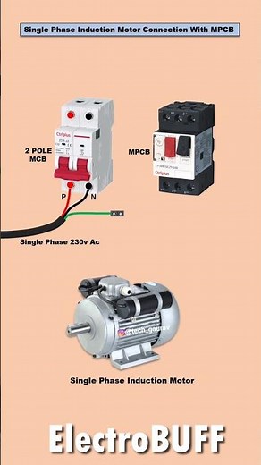 Single Phase Induction Motor Connection with MPCB - motor protection circuit breaker #electrical