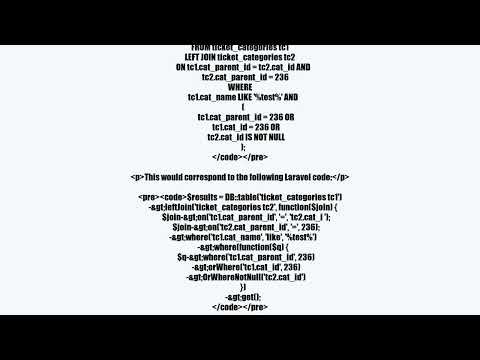 videoConvert MariaDB SQL into Laravel Query