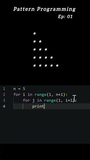 Pattern Programing in Python #python #programming #pattern #shorts #webdevelopment #interview #code