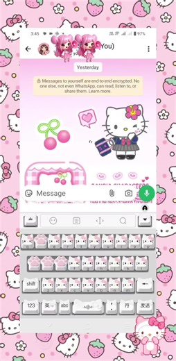 My new hello kitty keyboard too 😉😘💞🎀 ♡ :｡.｡❣LﾛVЁ❣｡.｡: ♡ #cutehellokitty #keyboard #baidu