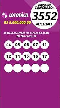 Lotofácil resultado Concurso 3552 02/12/2025