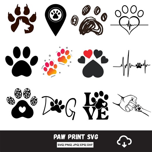 Paw Print Svg, Dog Paw SVG, Dog Svg, Paw Svg, Animal Paw Svg, Cat Paw Svg, Dog Paw Print Cut File, Paw Print Cut File, Animal Print Svg - Etsy