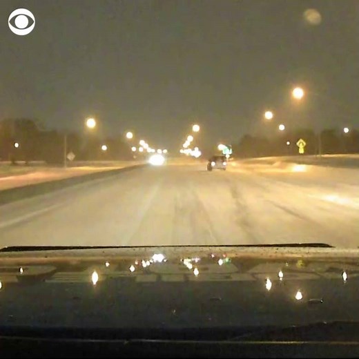 CBS affiliate KYW captured a Jeep spinning and crashing into a median near Bethlehem, Pennsylvania early Thursday as a winter storm snow hit the Northeast. | CBS News