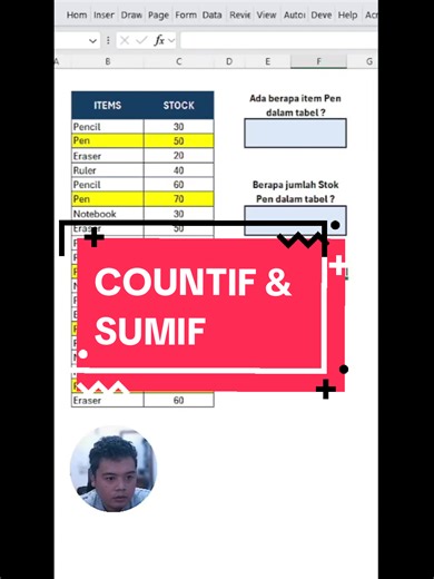 Memggunakan fungsi countif dan sumif di excel #excel #exceltips #exceltricks #exceltutorial #excelmaster