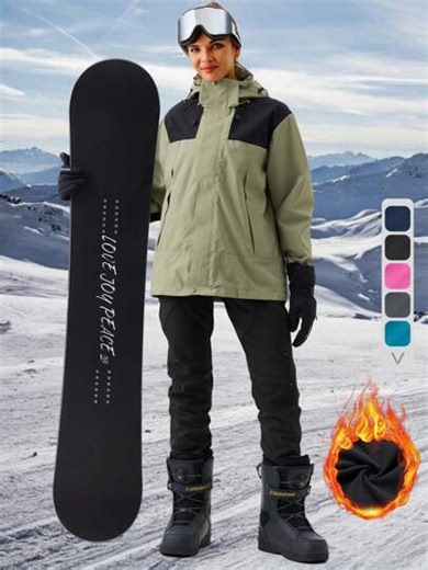 Women's Thermal Lining Hiking Pants, Warm Soft Shell Outdoor Winter Ski Pants With Zipper Pockets Black Sports | SHEIN