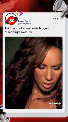 JOVEM PAN BH on Instagram: "Há 18 anos, Leona Lewis lançava “Bleeding Love”, uma das baladas mais marcantes dos anos 2000 e o grande divisor de águas da carreira da cantora. A música foi escrita por Jesse McCartney em parceria com Ryan Tedder e fala sobre se entregar a um amor intenso, mesmo quando ele machuca, aquele sentimento que sangra, mas que a gente insiste em viver."