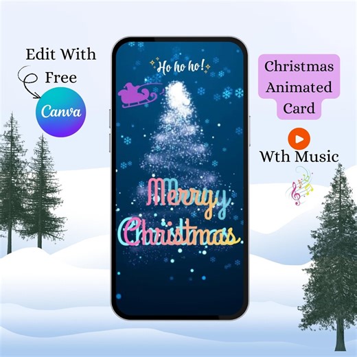 Animated Christmas Ecard Template, Editable Xmas Video (digital) - Etsy