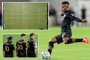 LAFC soccer players seen training on special coronavirus social distancing pitches